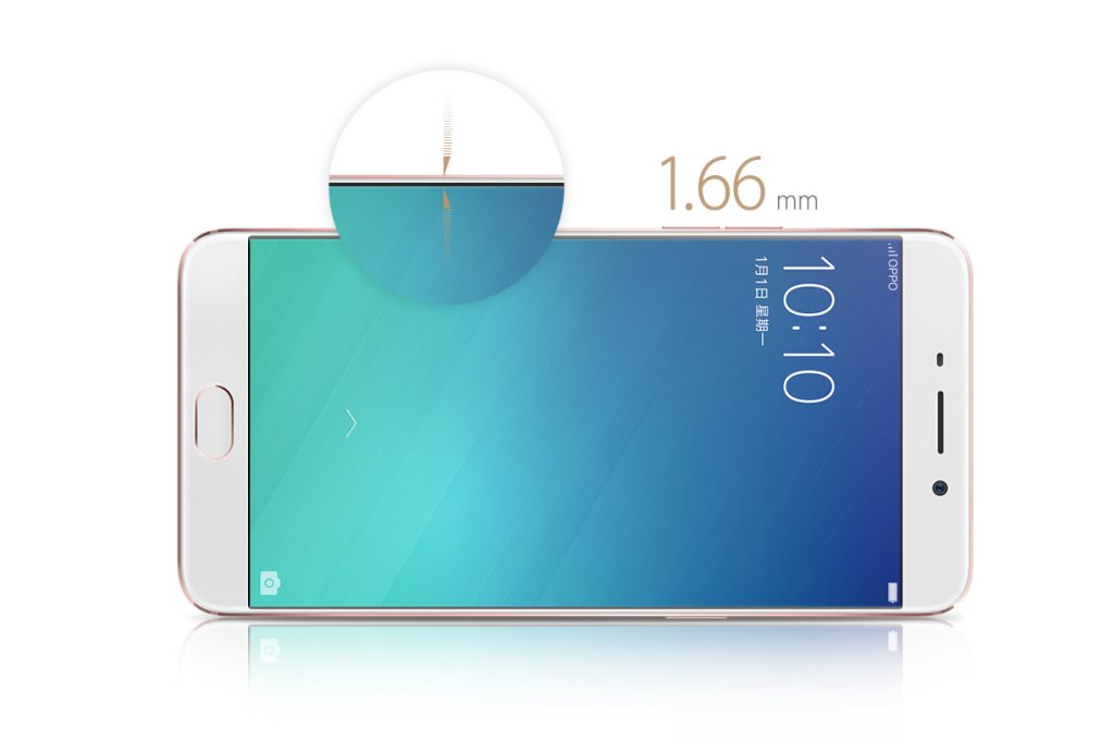 The OPPO F1 Plus has an ultra-thin 1.66 mm bezels