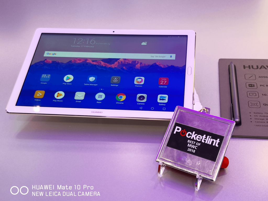 HUAWEI MediaPad M5 with a "Best of MWC" award for the device's great audio, especially the surround-sound which is great for multimedia