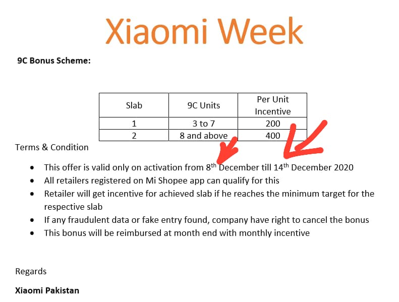 Xiaomi week :: 9C Bonus scheme